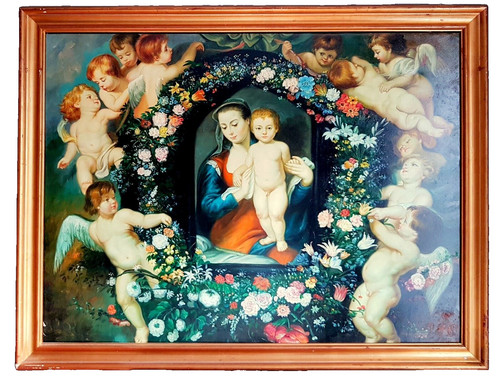 Framed oil painting canvas - on,