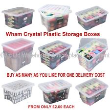 NEW British Made Clear Plastic Storage Box Boxes With Lids CHOICE OF 17 SIZES