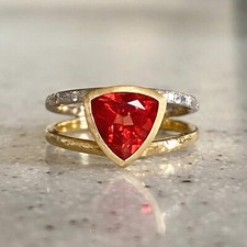 18k yellow gold and platinum combi with Andesine and Diamond Ring, size 4.5