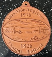 Welsh Wall Token Plaque Anglesey Menai Bridge Terracotta Pottery Wales  