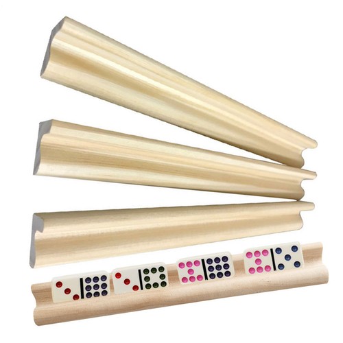 4pcs wooden domino holder - wooden,