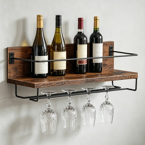 Rustic wall mounted wine rack - rustic,