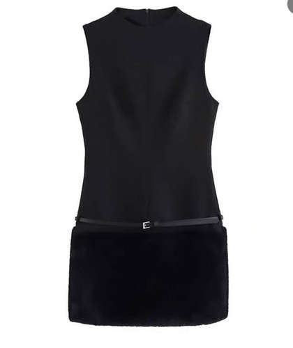 Zara viral black fur - viral, dress