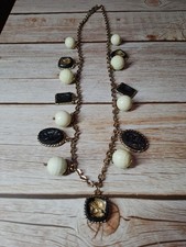 Vintage Intaglio Roman Soldier (Centurion) Necklace With Lucite And Gold Plated