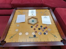 Bombitaire Carrom Board Game Table Glass Topped Vintage Wooden Collect SS0
