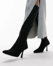 Topshop Raya Black Pointed Knee Sock Boot - UK 8 - RRP £60