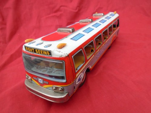 Tinplate blue bird bus - ,