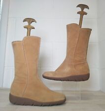 Ecco Boots UK5.5 EU38 Zip Up Mid Calf Suede Leather Wmns Low Wedge