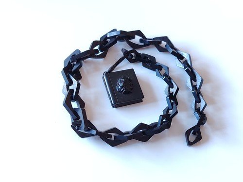 Antique book locket chain - antique,