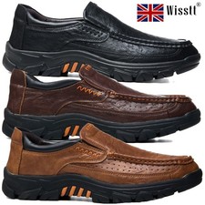 Mens Leather Flats Loafers Slip On Casual Walking Comfort Driving Shoes Smart