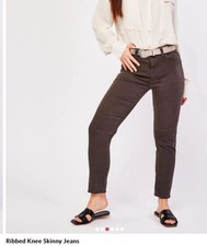 SHANA SIZE 6 EU34 / XS COTTON RIBBED KNEE SKINNY JEANS WOMENS OLIVE /KHAKI GREEN