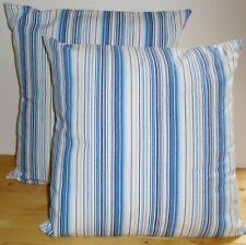 Hand Crafted 18" Blue Stripe Seaside Nautical Cushion Covers- Cotton - Set ot 2