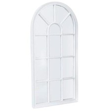 White Window Style Arch Mirror