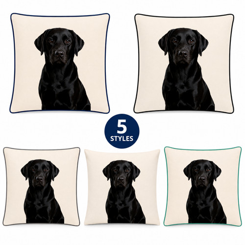 Black labrador cushion cover - black,