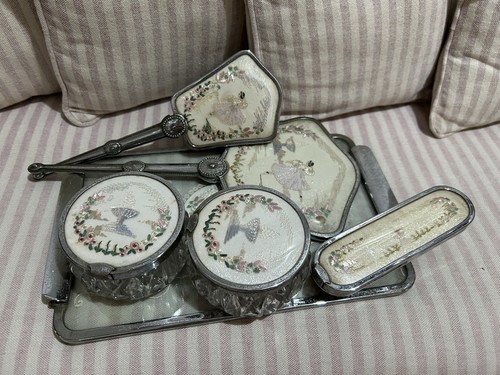Vintage embroidered vanity - vintage,