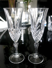 2 x Cristal De France Chantilly Crystal Champagne flutes (available 4)
