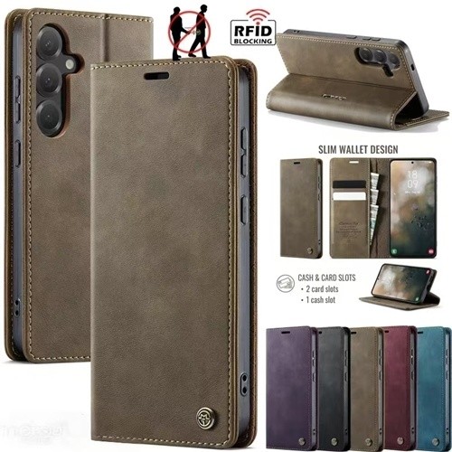 Retro leather wallet rfid flip - retro,