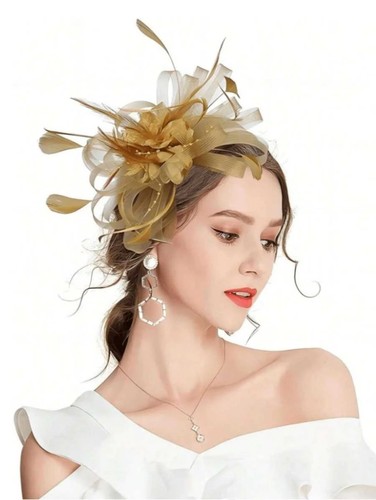 Flower feather hair hat - flower,