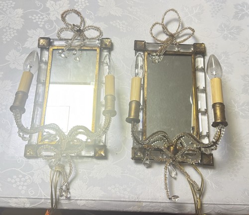 Pair italian mirrored wall - pair,