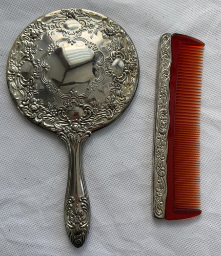 Vintage silver plate mirror - vintage,