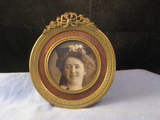 ANTIQUE ORMOLU FORGET ME NOT FLOWER PHOTOGRAPH PHOTO PICTURE WOODEN BRASS FRAME