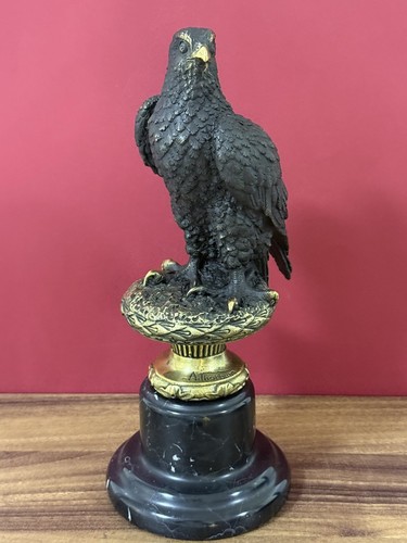 Bronze eagle sculpture perched - bronze,