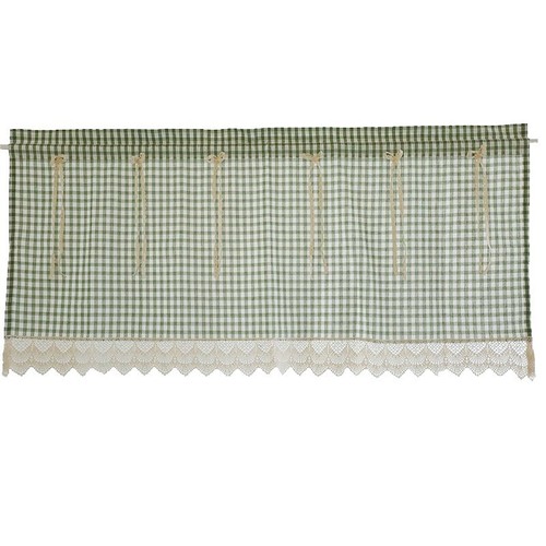 Green gingham cafe curtain - green,