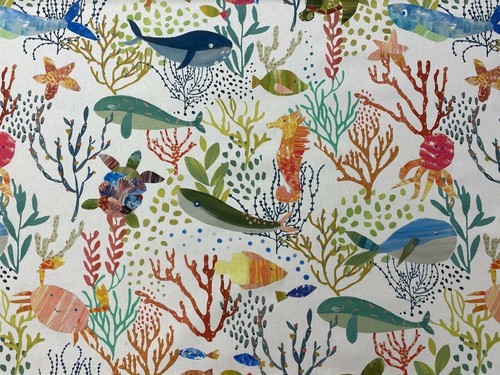 Bubbles jungle fabric fishes - ,