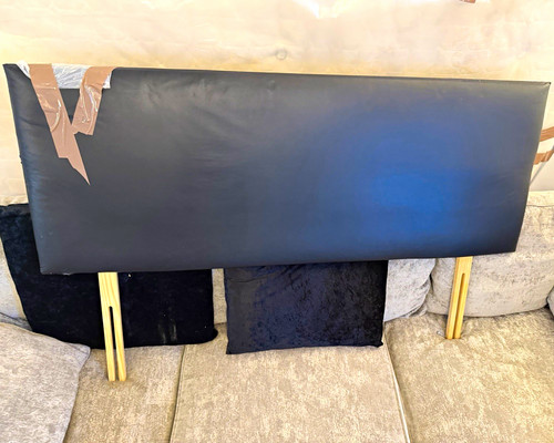 Black faux leather headboard - faux,
