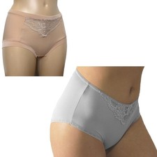 Ex M&S Marks and Spencer Slinky No VPL Lace Trim Knickers Full Briefs Knickers