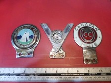 3 Old Car Badges / Mascots / Emblems - Caravan Club and Others