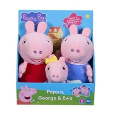 Peppa Pig 3 Pack - Peppa with and Evie Soft Plush Toy Set