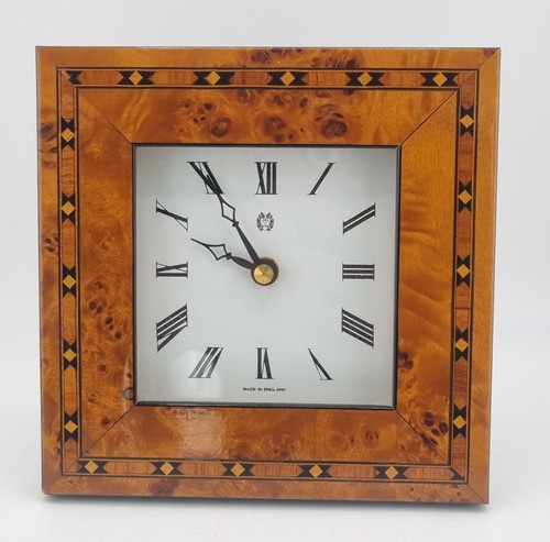 Vintage clock wood inlay - clock,