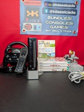 Black Nintendo Wii Console Bundle W/ 5 Games (Wii  sports) 1 Controller + More!