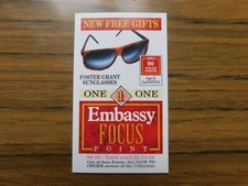 Wills Embassy Focus 1994 New Free Gifts  2nd Edition Foster Grant Sunglasses