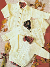 578 BOY GIRL CARDIGANS & JUMPER ARAN 20-30" VINTAGE KNITTING PATTERN COPY