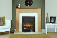 ELECTRIC FIRE OAK FIREPLACE SURROUND CREAM HEARTH BLACK LED FLAME COAL 2kW BNIB