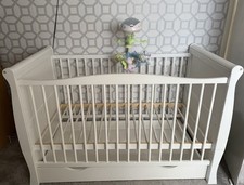 White Solid Wood Baby Cot Bed