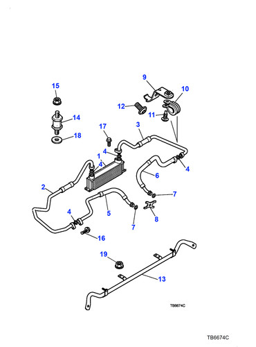 Jaguar oil cooler hose - oil, engine