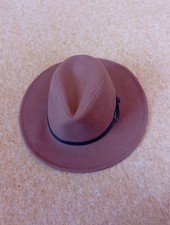 Ladies Brown Wide Brim Hat 30% Wool
