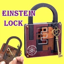 Wooden High Difficulty Level IQ Game Einstein Lock Puzzle Brain Teaser Adult Toy