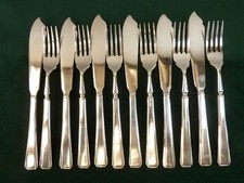 Nice Vintage 6 Setting John Turton Fisheaters Set Harley pattern Silver plated