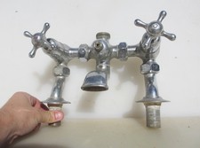 Antique Brass Bath Mixer Taps Old Vintage Chrome / Chromed Art Deco
