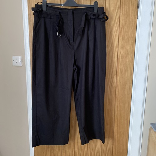 Ladies black wide hem trousers - ladies,