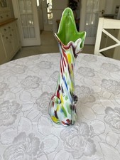 Green multicoloured stained glass vase