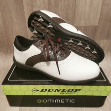 Dunlop Classic Saddle Golf Shoes Mens 7 Spikeless White Brown Sports Comfort 