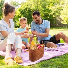  Gift Baskets Picnic Woven with Handle Small Wicker Shopping Handles Natural