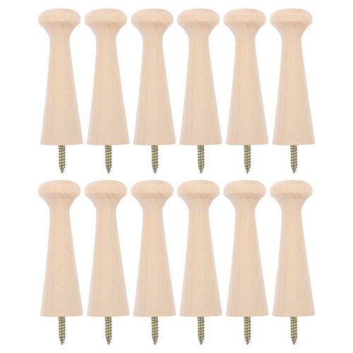 12pcs wooden screw hooks - screw, on
