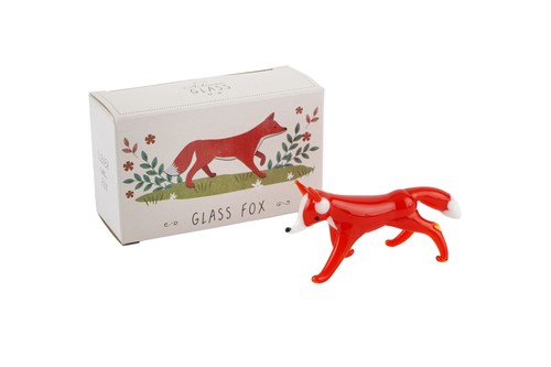 Glass fox ornament gift - fox, box