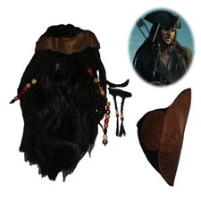 Pirates of the Caribbean Jack Sparrow Hat/wig /beard Halloween Cosplay Accessory
